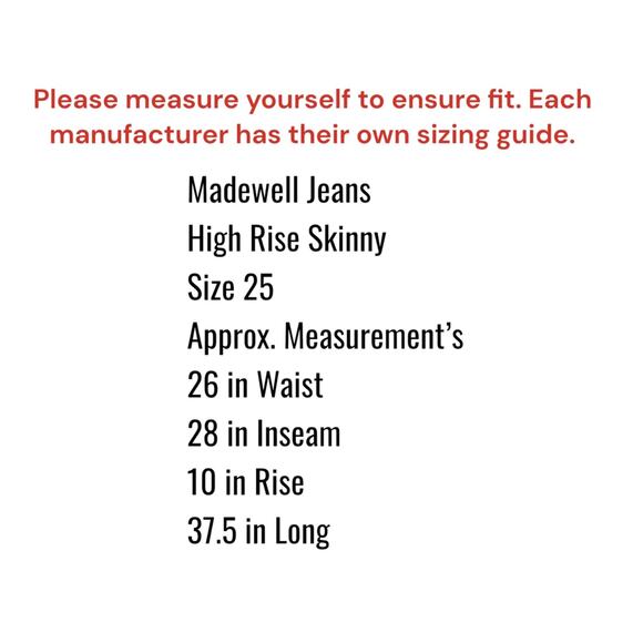 Madewell Jeans High-Rise Skinny Hayes Wash Sz 25 Stretch Cotton Poly Elastane - Picture 7 of 11